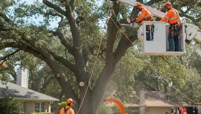 Emergency tree service crew clearing storm damage in Palm Harbor, FL
