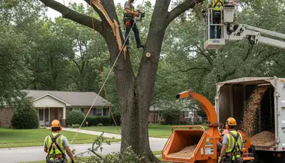 Palm Harbor, FL tree service crew handling emergency storm-damaged tree removal