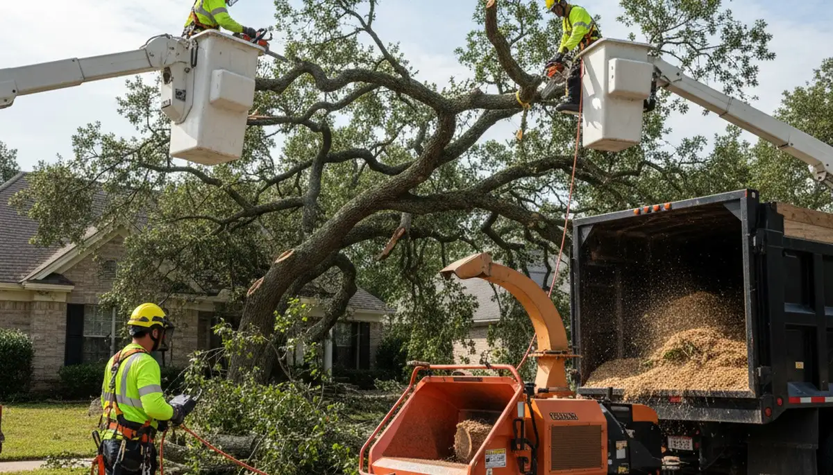Palm Harbor, FL tree service crew handling emergency tree removal and storm damage cleanup