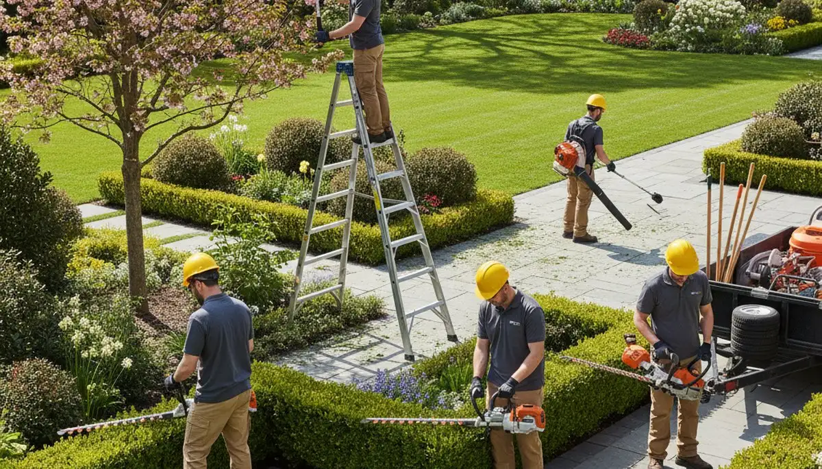 Palm Harbor, FL tree service crew trimming trees for landscaping maintenance