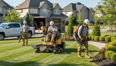 Palm Harbor, FL tree service crew trimming trees for lawn care and yard maintenance