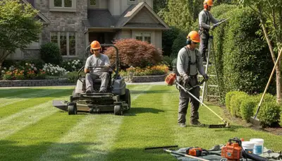 Palm Harbor, FL tree service crew trimming trees for lawn care and property maintenance