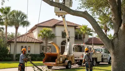 Tree trimming crew in Palm Harbor, FL providing professional tree service for local homes and businesses