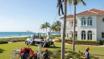 Tree service crew trimming trees in Palm Harbor, FL for safe, professional property care