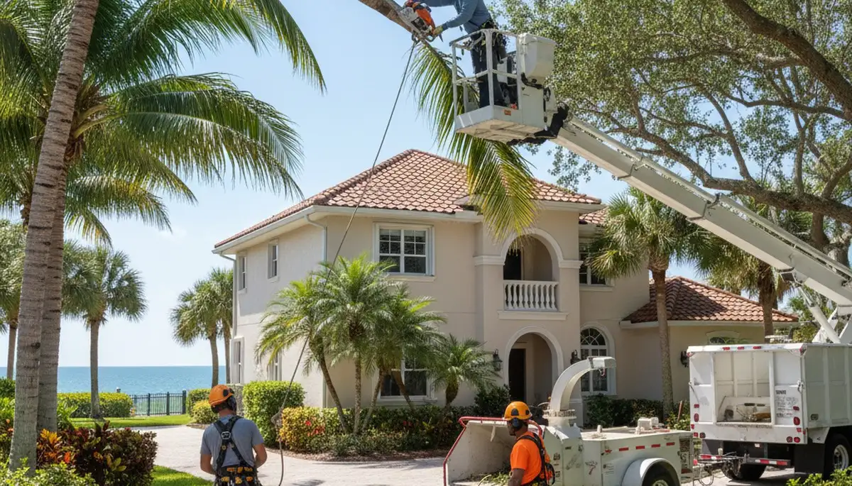 Palm Harbor, FL tree service crew trimming and maintaining trees for safe, healthy landscapes