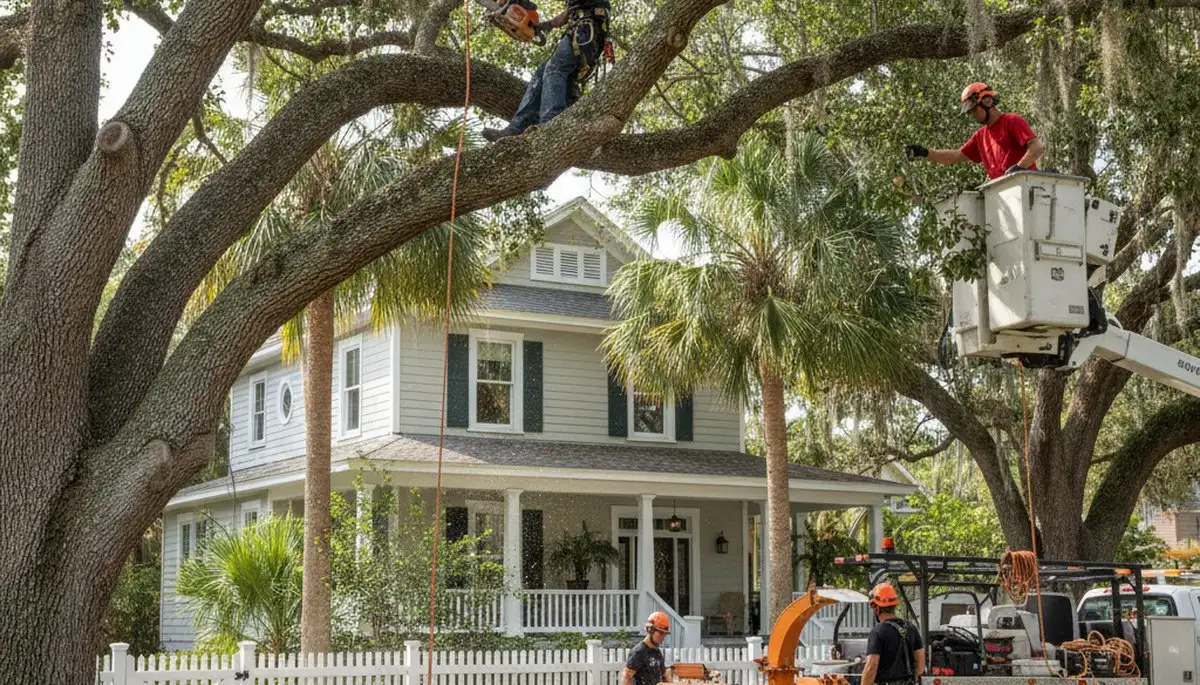 Palm Harbor, FL tree service crew trimming trees for safe, professional property care