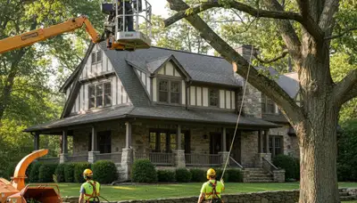 Tree service crew trimming trees in Palm Harbor, FL