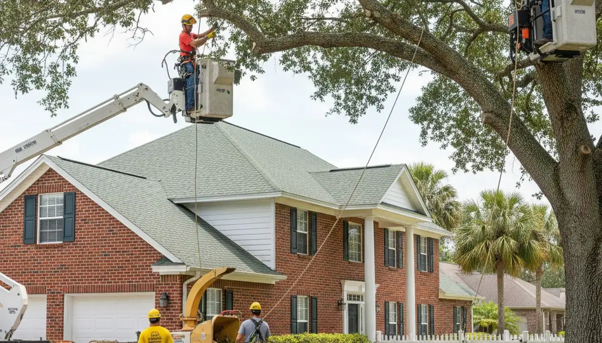 Palm Harbor, FL tree service crew trimming trees for safe, professional property maintenance