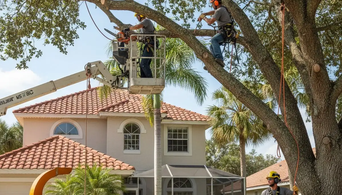 Palm Harbor, FL tree service team trimming trees for safe, professional property care
