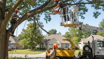 Palm Harbor, FL tree trimming crew pruning branches for safer clearance and healthier trees