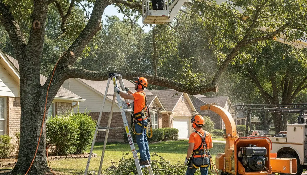 Palm Harbor, FL tree trimming crew pruning trees for safer clearance and healthier growth